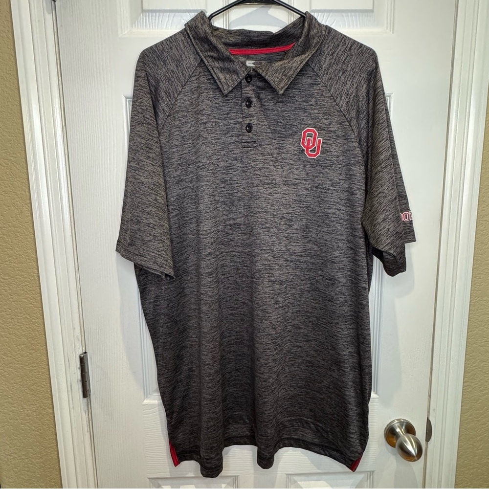 Colosseum Men's XL University of Oklahoma OU Boomer Sooner Dark Grey Polo - Picture 2 of 7